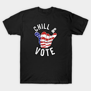 2020 Election, Chill & Vote Shaka Flag Hand Voting T-Shirt